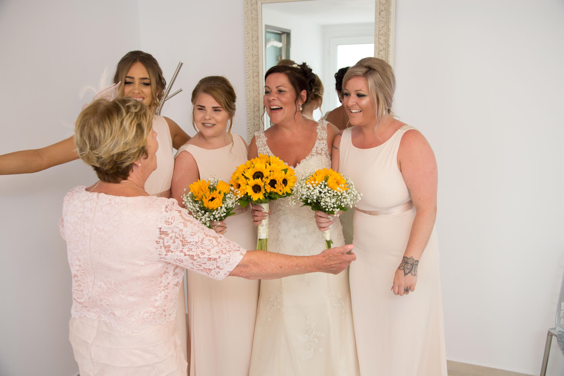 Bride and Bridesmades - Wedding Venue - Santorini Gem