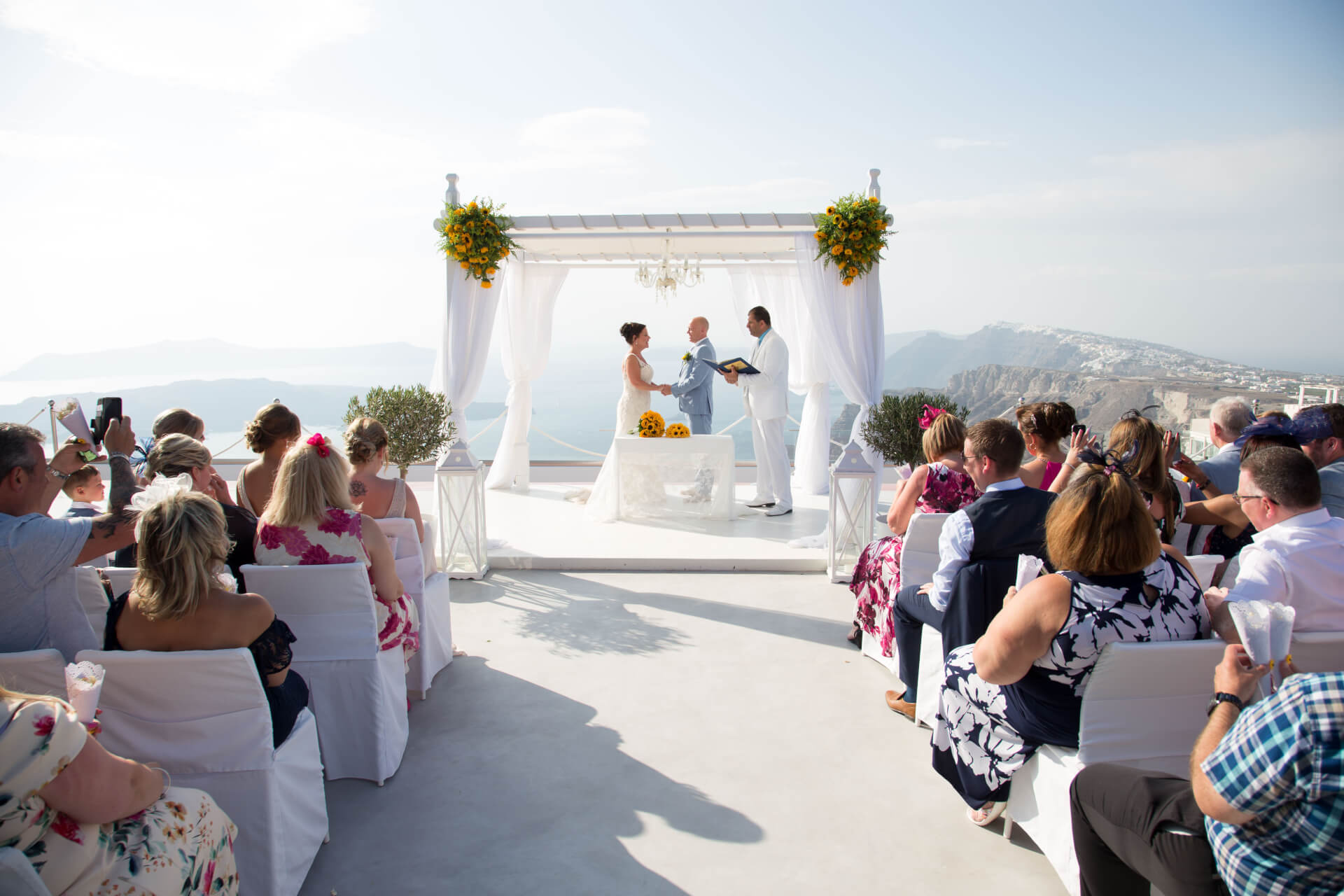 Bride and Groom - Wedding Venue - Terrace View - Santorini Gem