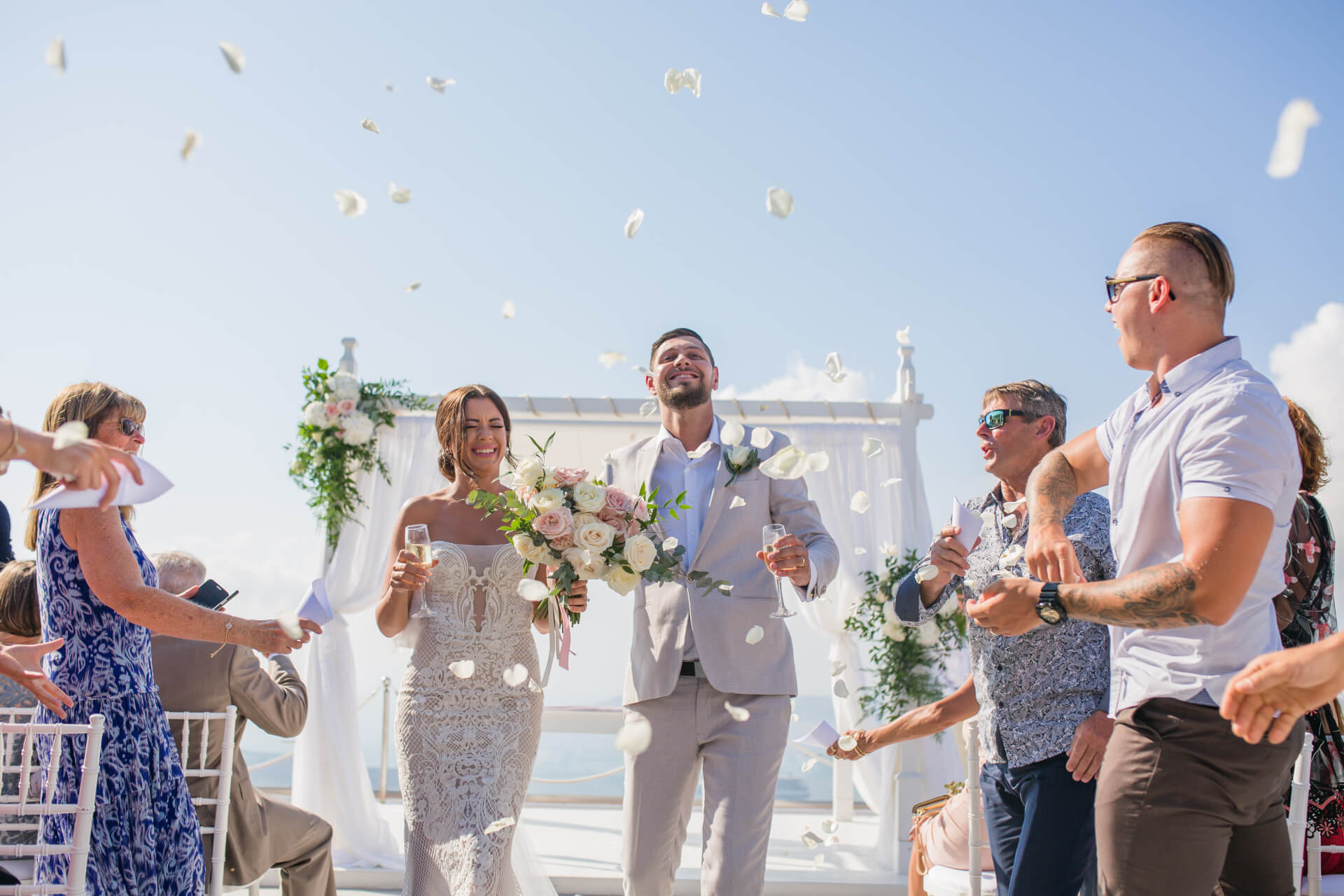 Ceremony - Newlyweds - Wedding Venue - Terrace View - Santorini Gem